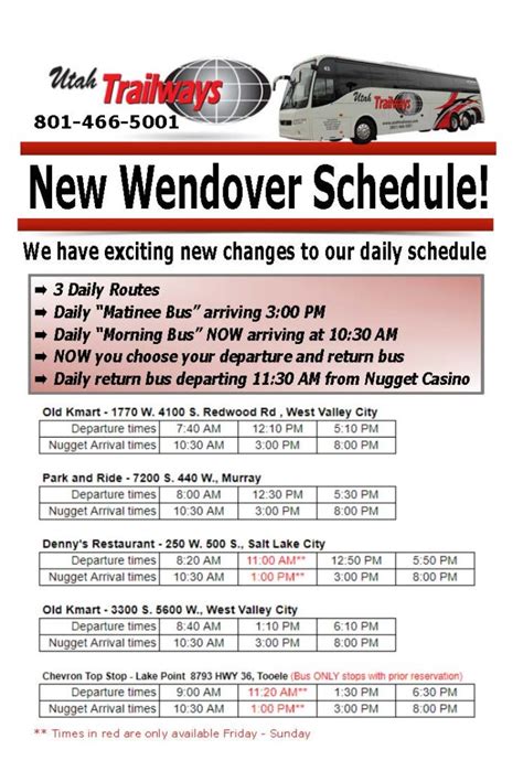trailways wendover bus schedule North East to West Wendover Bus Schedules and Fares ALL in one place